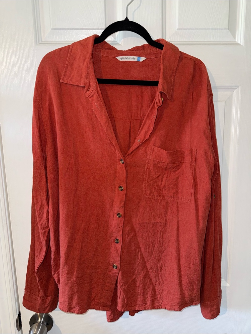 Given Kale Button-Front Shirt in Rust